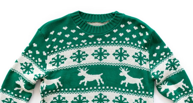 PXL_20230507_142535864 festive jumper decorated with reindeer and snowflakes