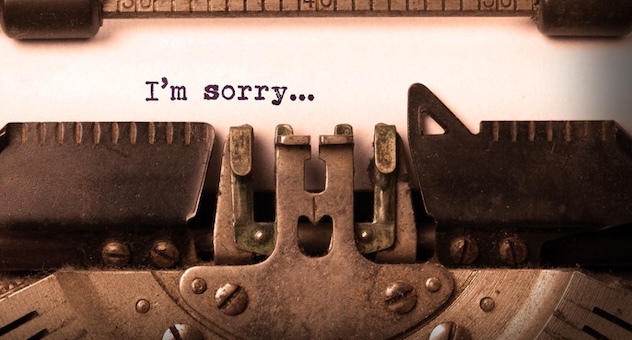 sorry_typewriter The words 'I'm sorry...' typed on paper in a typewriter