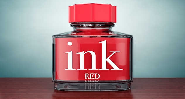 Large pot of red ink