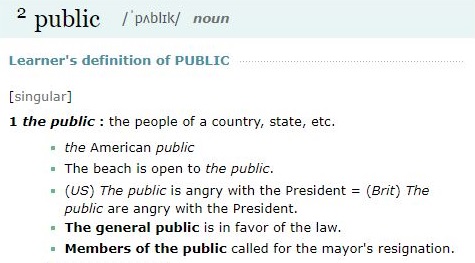Should you write 'public is' or 'public are'? 1 Screenshot of merriam webster definition of public