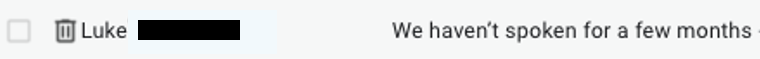 Email in inbox. Full description below: click or tap 'open image description'