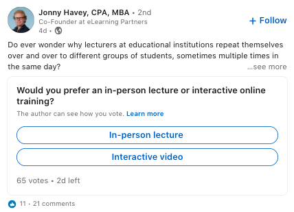 How to create an effective call to action on linkedin 4 Linkedin post from jonny havey. Full description and transcript below, under summary field labelled 'open image description and transcript'