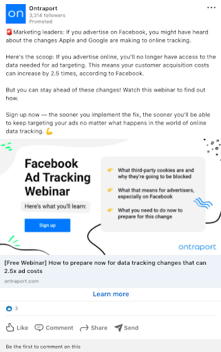 How to create an effective call to action on linkedin 6 Linkedin post from ontraport. Full description and transcript below, under summary field labelled 'open image description and transcript'