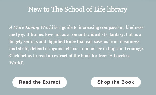 School of life email excerpt. Full description and transcript below, under summary field labelled 'open image description and transcript'