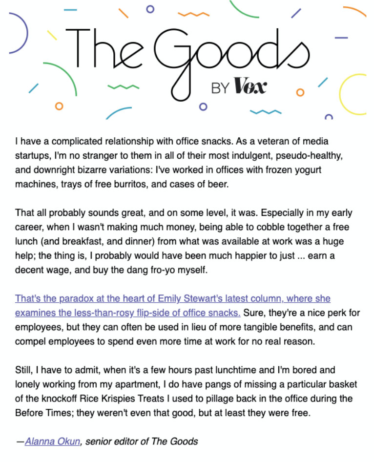 The goods email excerpt. Full description and transcript below, under summary field labelled 'open image description and transcript'