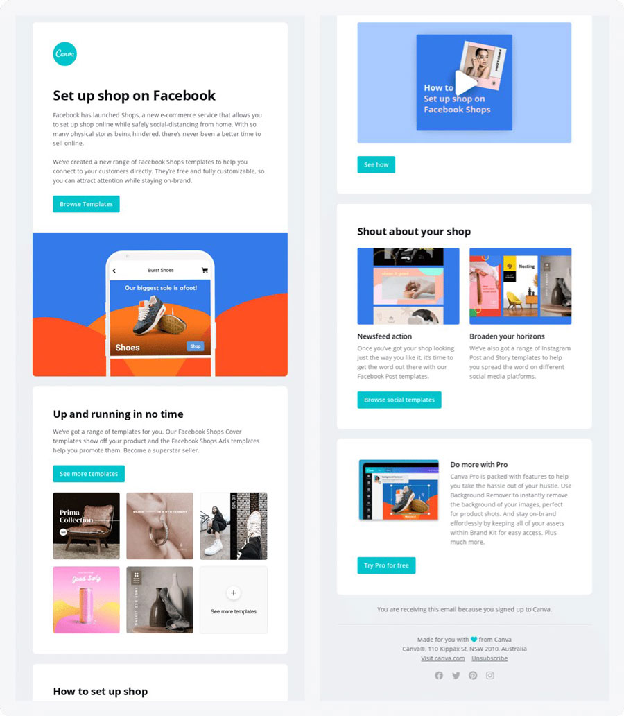 Build a strong employee community with brilliant internal newsletters 2 Canva email. Full description under summary field labelled 'open description of image'