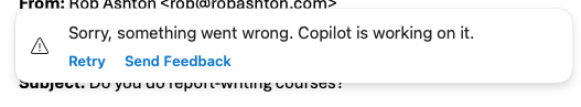 What if your employer bans chatgpt? 4 Error message: 'sorry, something went wrong. Copilot is working on it. '