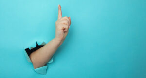 Hand blue paper